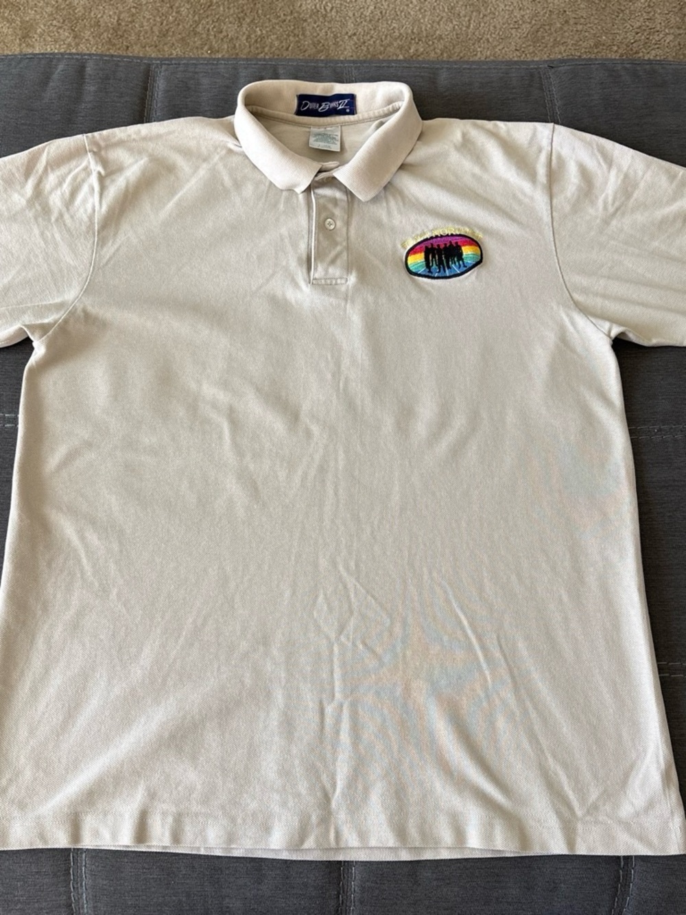 Vintage Outer Banks Tan cotton Polo Shirt L. Made In USA